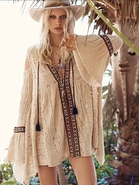 Free People Embroirdered For the Love of Flowers Tunic S
